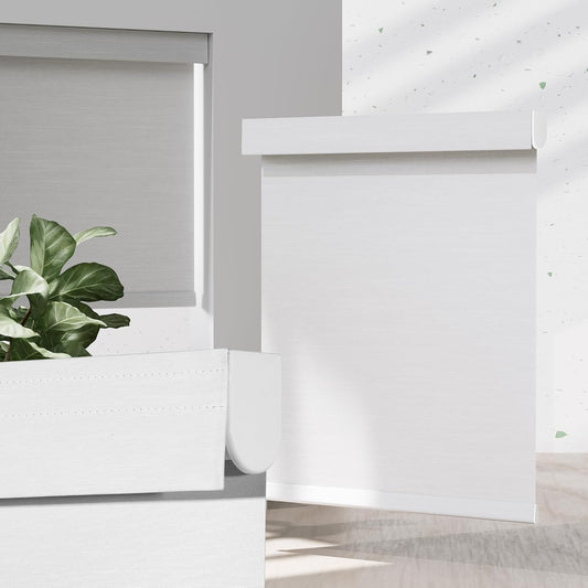 Blackout Roller Shades for Indoor Windows, Cordless Jacquard Fabric-Matched Roller Blinds, Easy to Install Privacy UV Protection Roll Up Blinds for Home Office, Pure White, 33" W x 72" H