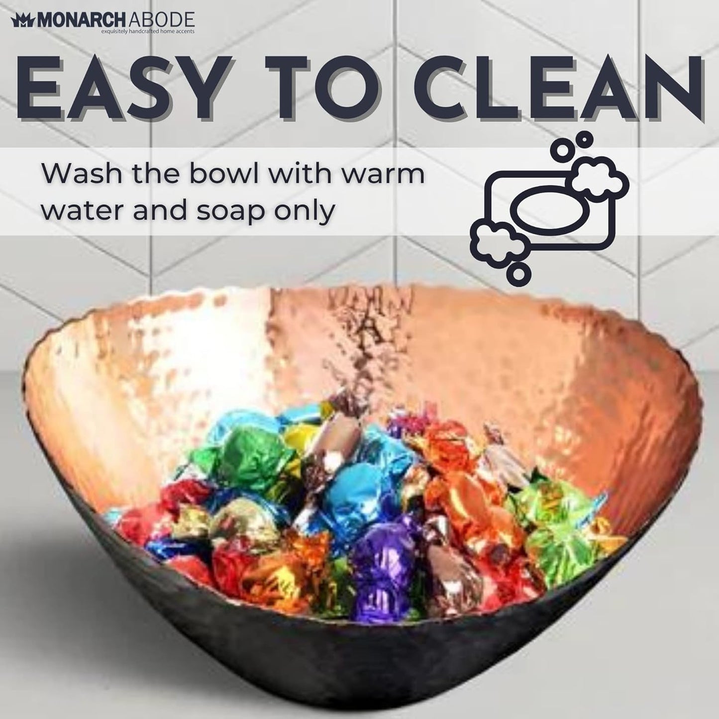 Hand Hammered Decorative Bowl for Home Decor, 7.5-Inch White and Copper Plated – Key Bowl for Entryway Table, Catch All, Decorative Fruit Basin, Key Holder, Bowls for Home Decor