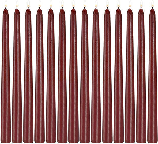 14 Pack Burgundy Taper Candles, 12 Inch Unscented Candles for Table & Home Decor