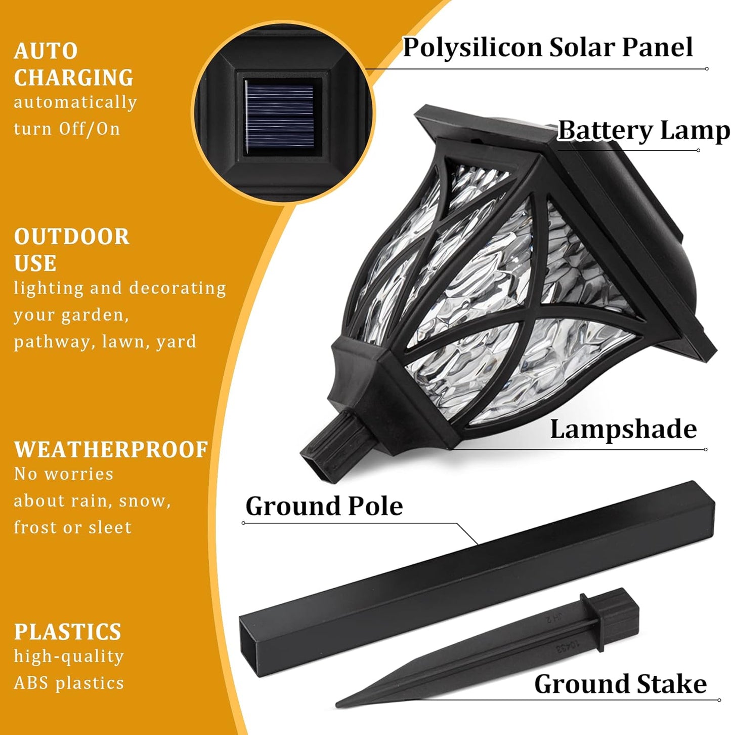 GIGALUMI Solar Lights Outdoor Waterproof, 6 Pack LED Solar Garden Lights, Outdoor Decorations, Garden Decor for Yard, Patio, Landscape, Planter, Walkway (Warm White)