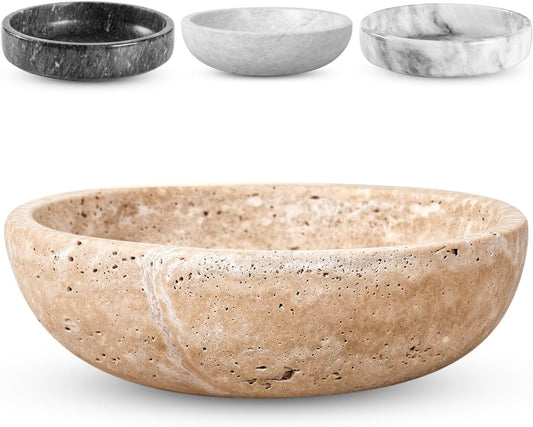 Soft Travertine Bowl — Natural Table Accent