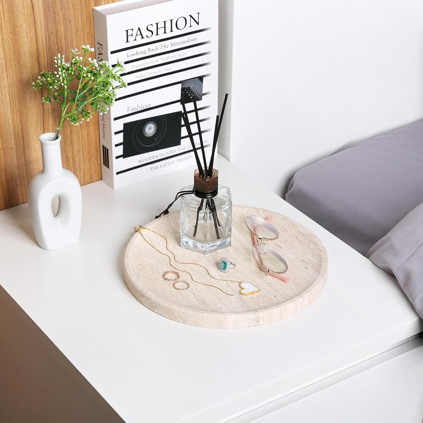 Soft Beige Travertine Tray — Natural Stone Accent