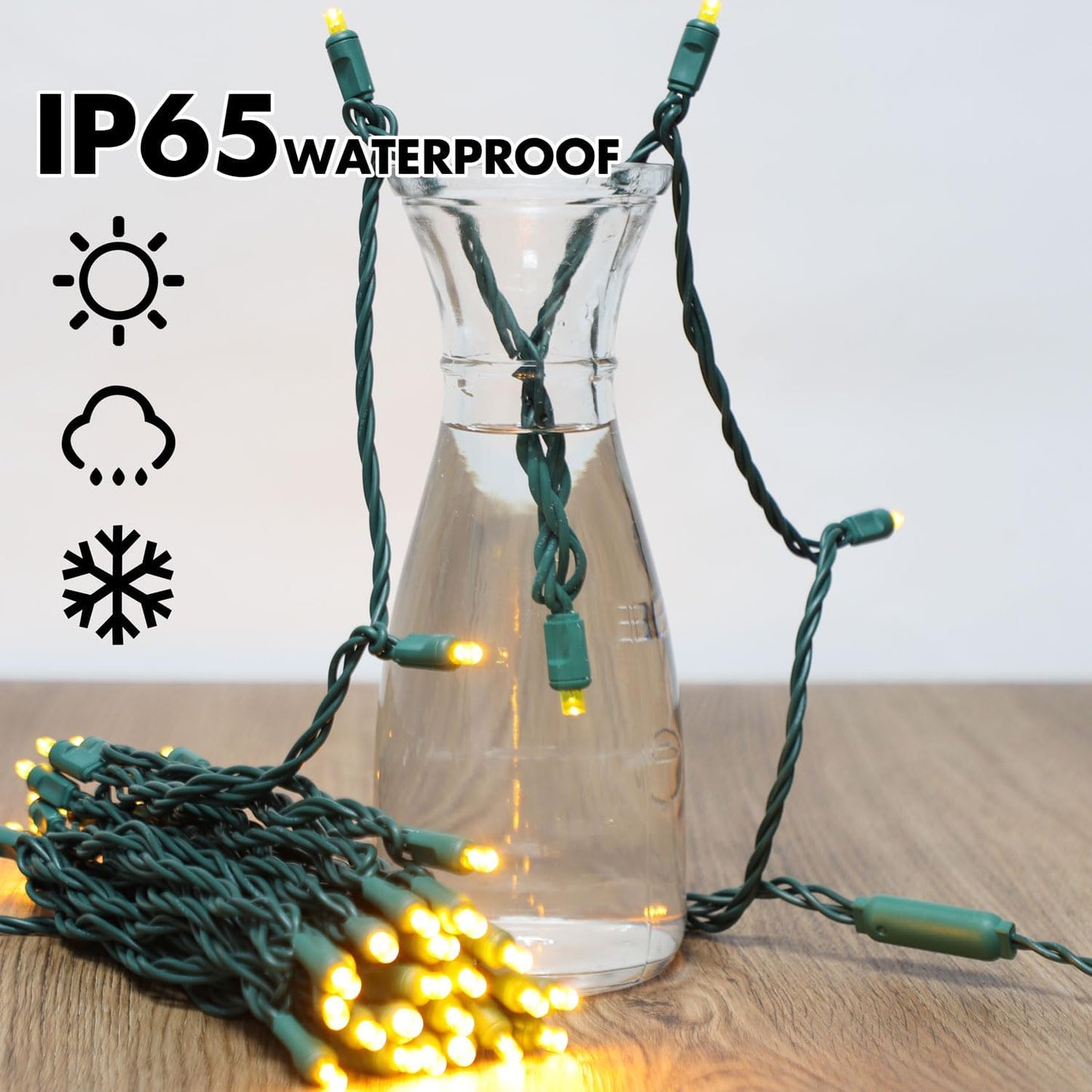 200LED (4pk of 50L) String Lights, LED Christmas Lights, 6" SPACING,Green Wire,Yellow
