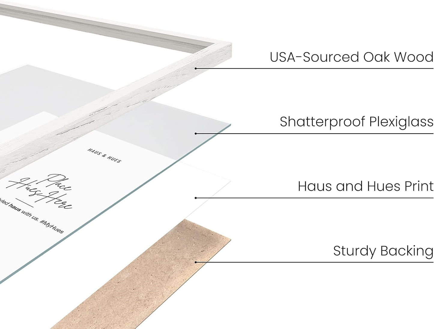 Haus and Hues 8.5x11 White Oak Wood Picture Frames Set of 15 - Premium Bulk Picture Frames 8.5x11 Bundle - Elegant Gallery Wall Frame Set for Posters, Art Display - Ideal for Wall Decor in Home &