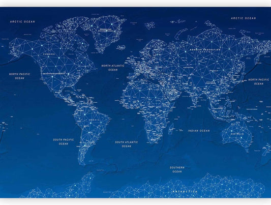 artgeist Premium Wall Mural World Map 138x101 in - XXL Non-Woven Wallpaper Fleece Wall Decor Photo Print Picture Image Design Home Map of The World k-A-0125-a-a