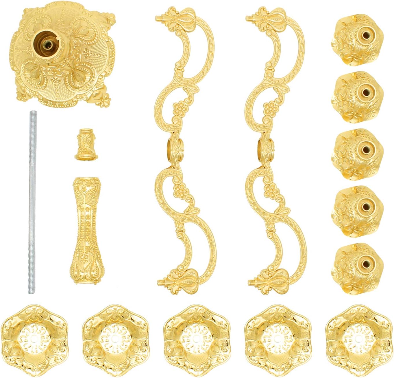 Gold 5 Arm Metal Candelabra Candle Holder — Elegant Tall Centerpiece for Dining Table, Wedding Decor, Fireplace Mantel, Vintage Gold Candlestick Holder