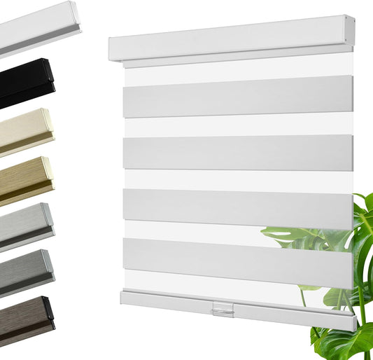 Cordless Zebra Blinds for Windows, Blackout Interior Blinds,Easy to Install,UV Protection,for Offices and Home,Custom Roller Shades, Solid White, 82" W x 48" H