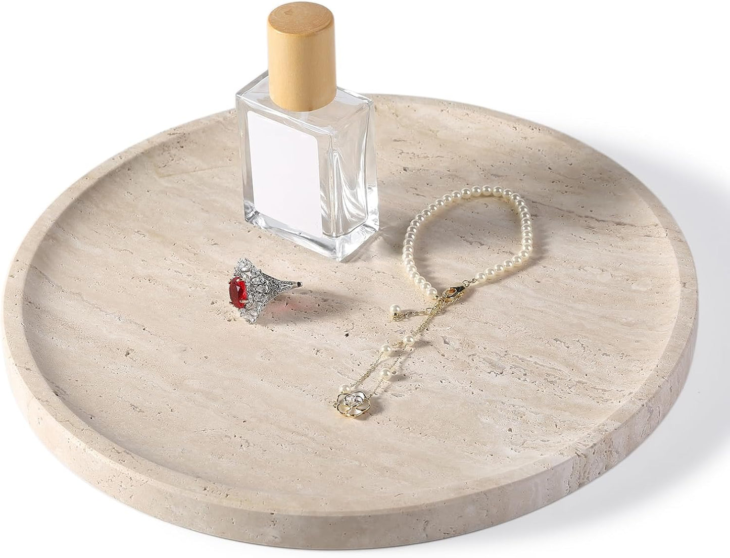 Soft Beige Travertine Tray — Natural Stone Accent