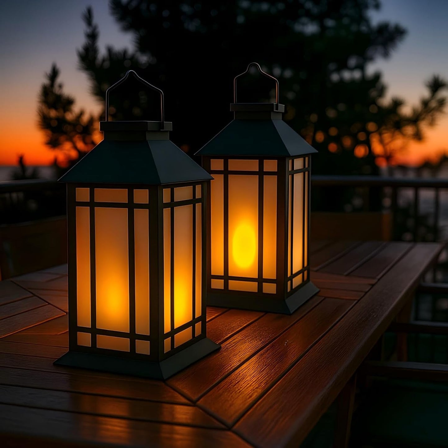 13-Inch Waterproof Battery-Powered Outdoor LED Lantern with Flameless Candle & Timer