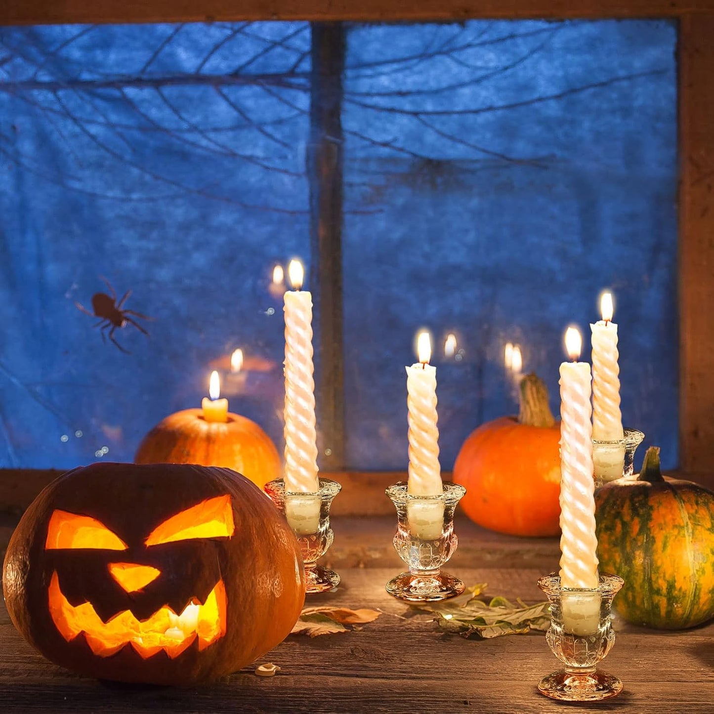 48 Pcs Glass Candlestick Holders Bulk 2.5 Inch Taper Candle Holders Small Ritual Candle Stand Table Centerpieces for Wedding Christmas Valentine's Festival Party Dining Decorations