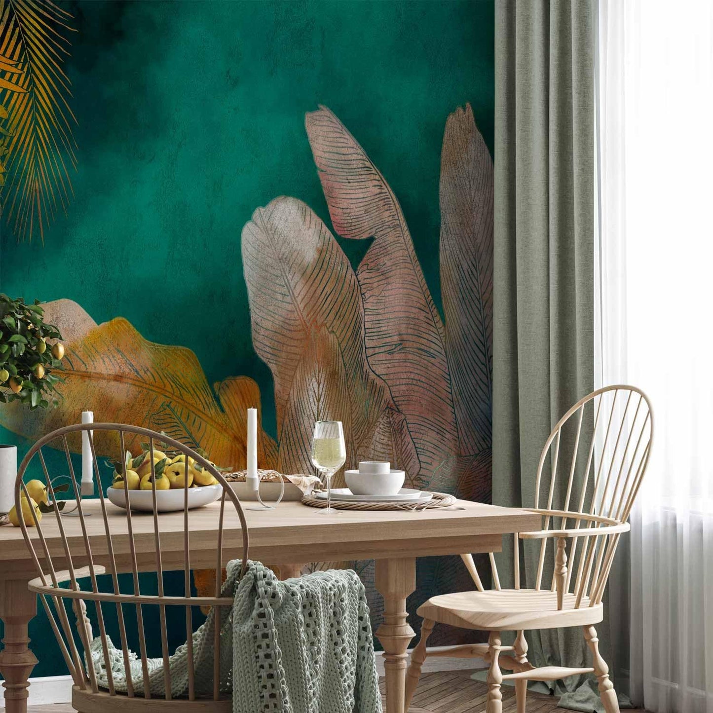 artgeist Premium Wall Mural Jungle 177x124 in - XXL Non-Woven Wallpaper Fleece Wall Decor Photo Print Picture Image Design Leaves Green Yellow Nature b-A-0825-a-a