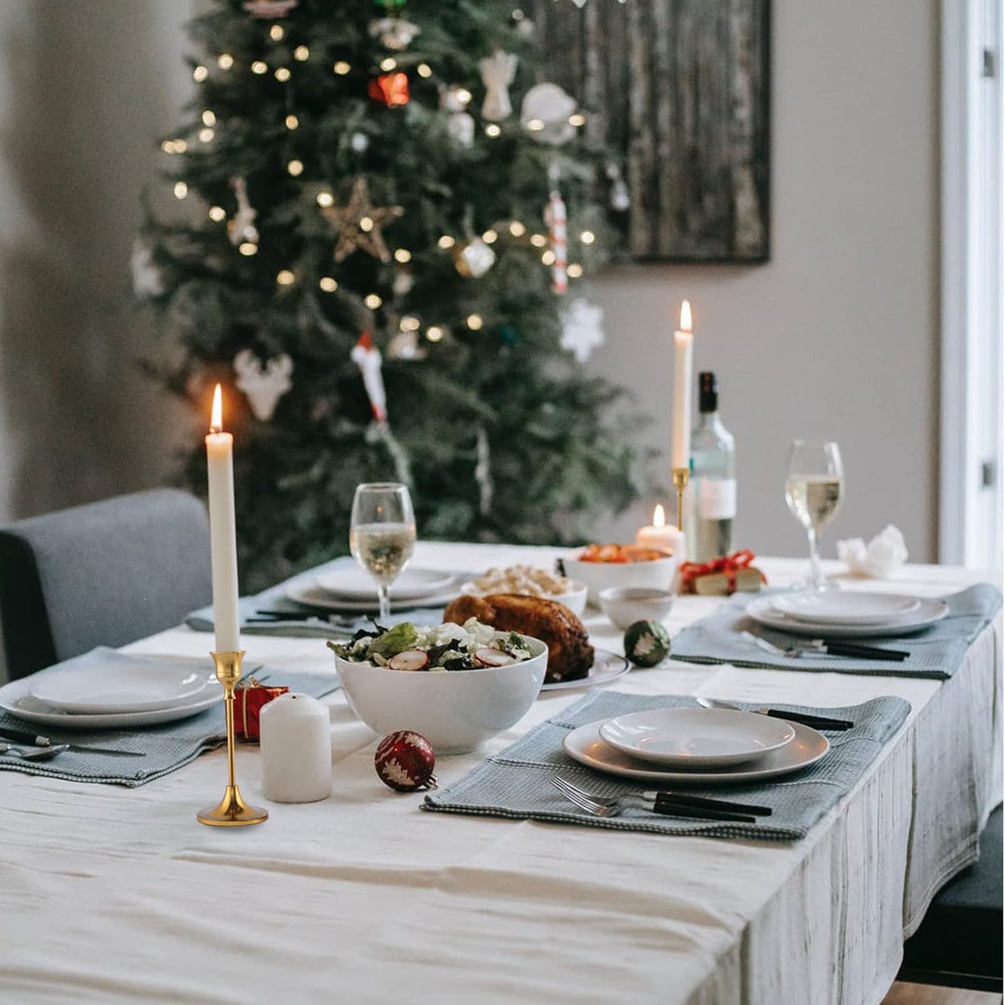 Taper Candle Holder for Candlesticks Gold Brass Vintage Candle Stick Candle Holders Candelabra Candle Holder for Fireplace Party Dining Home