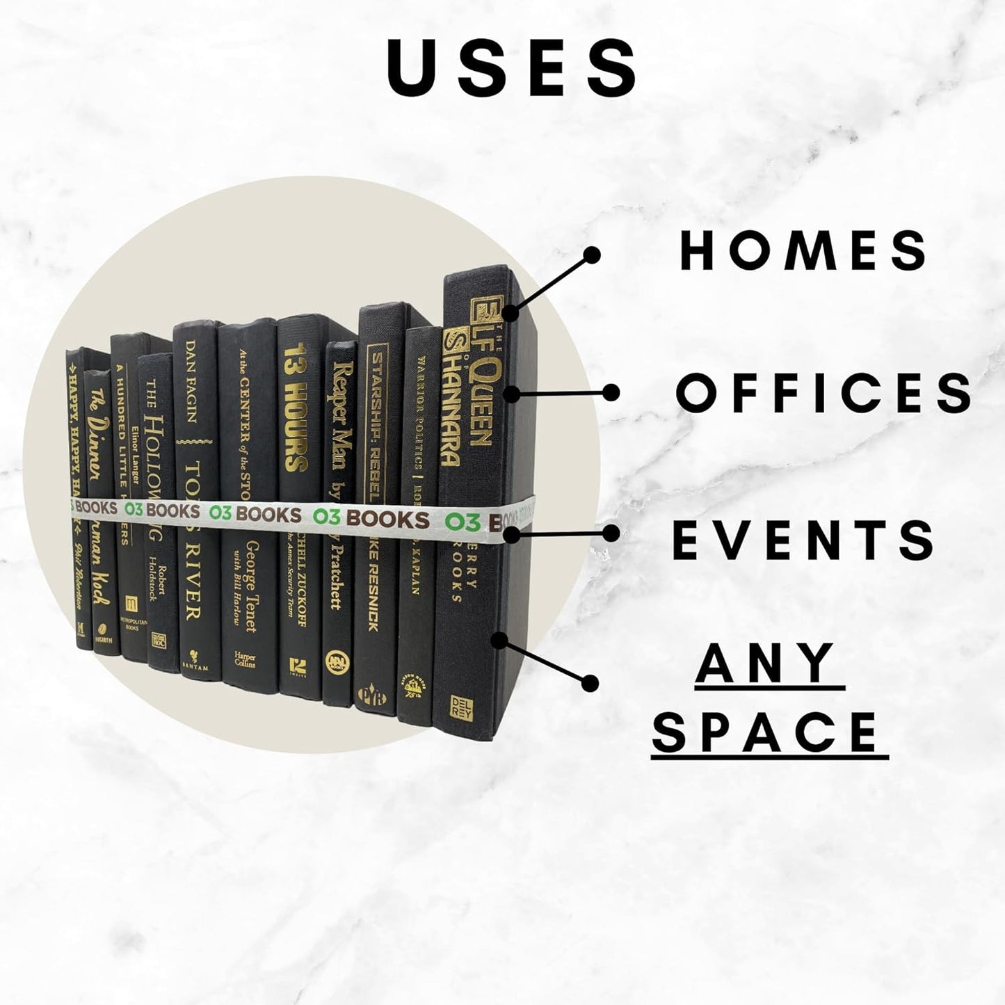 Curated Decorative Books Hardcover Décor Books for Home Décor, Choose Color, Interior Design, Office, Wedding Display, Instant Library, or Staging (Half Foot, Gray)