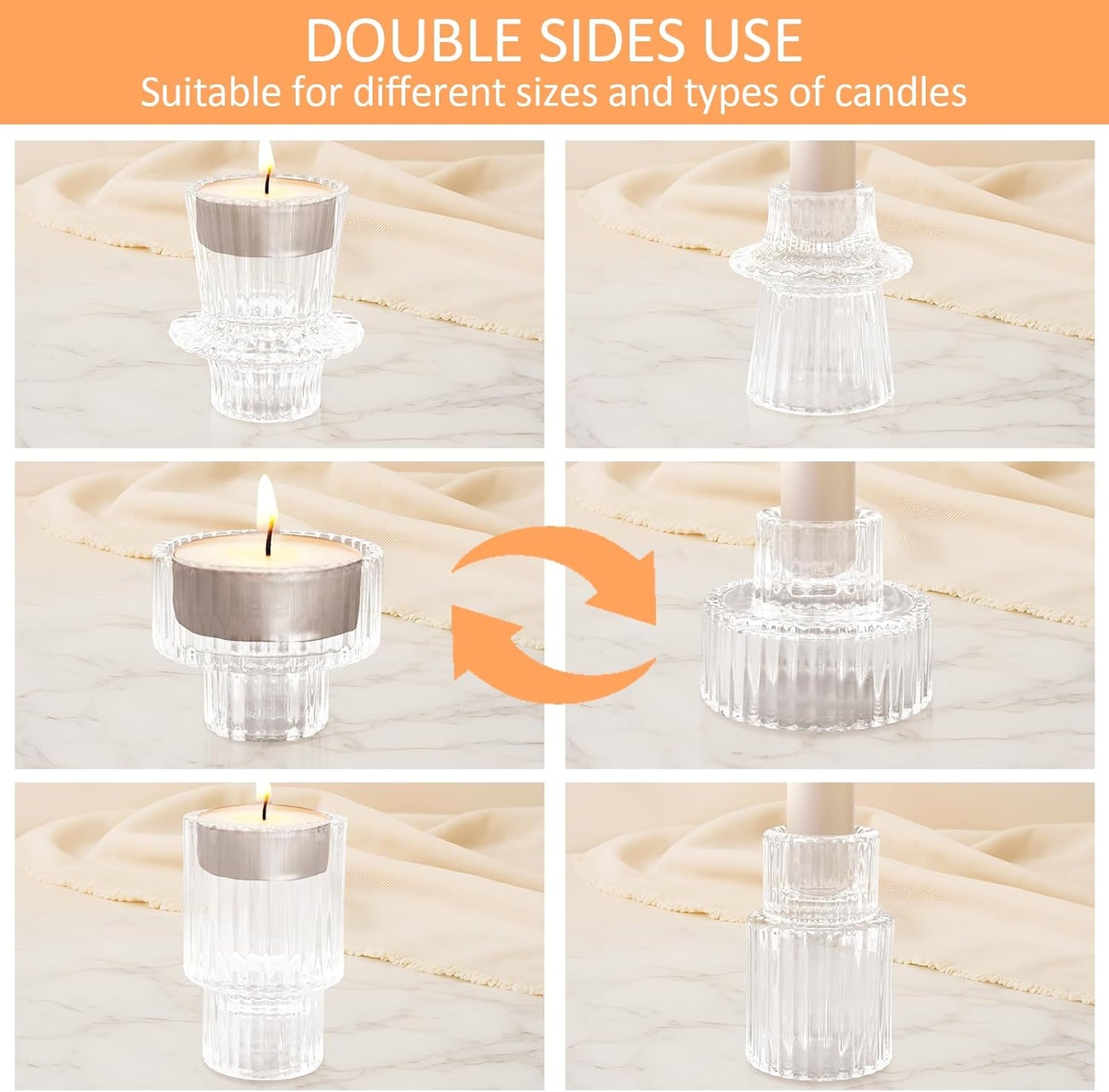 Low Light Glass Candle Holders Set (12 pcs) — Soft Candlelight for Calm Evenings