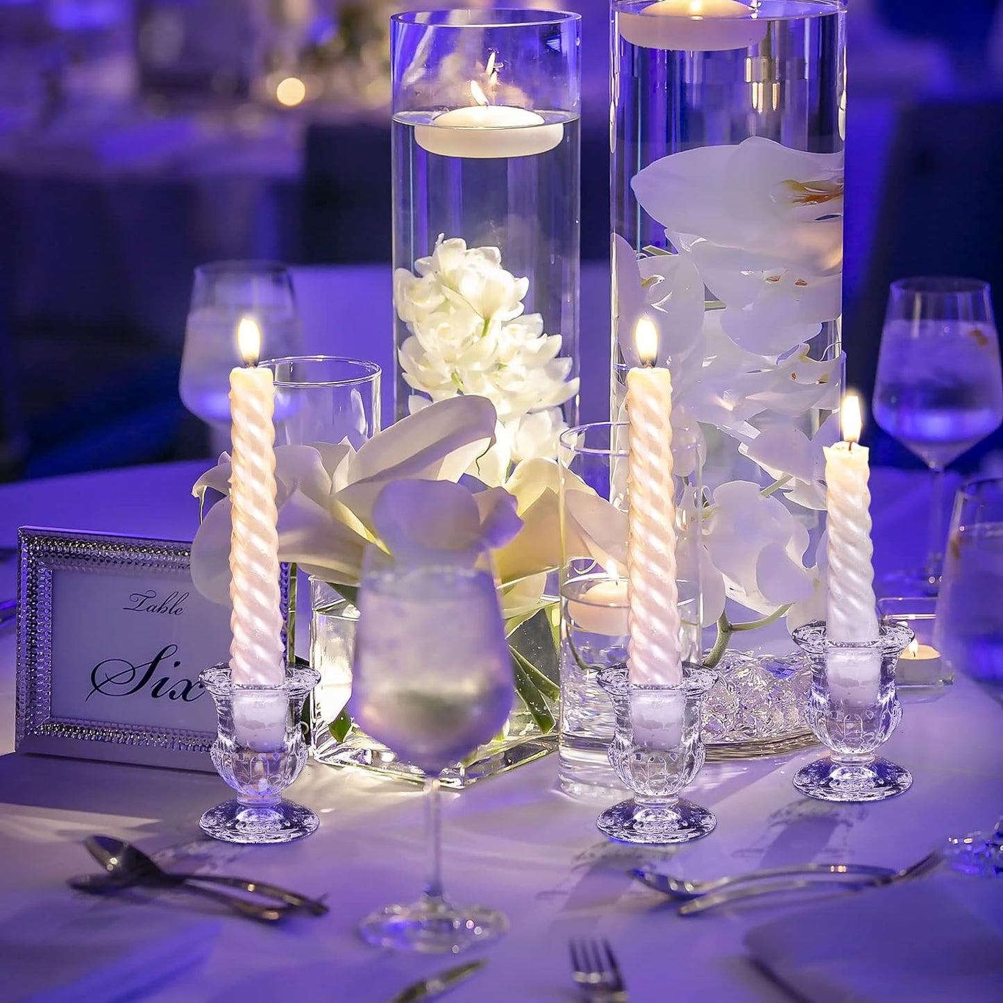 48 Pcs Glass Candlestick Holders Bulk 2.5 Inch Taper Candle Holders Small Ritual Candle Stand Table Centerpieces for Wedding Christmas Valentine's Festival Party Dining Decorations