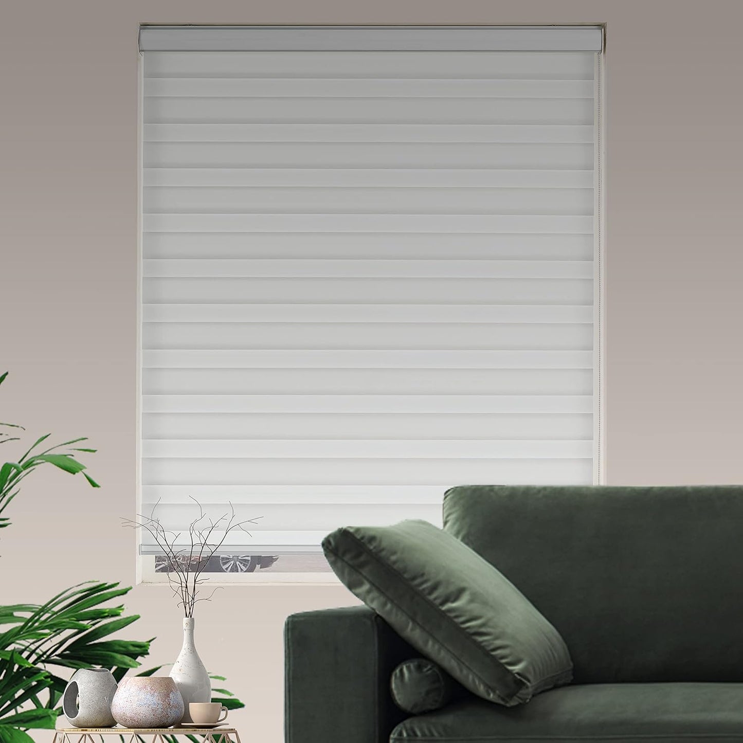 Customize Zebra Blinds for Window Room Dual Layer Window Shades for Home Privacy Light Filtering Shades Modern Blinds(Custom Size White Color)