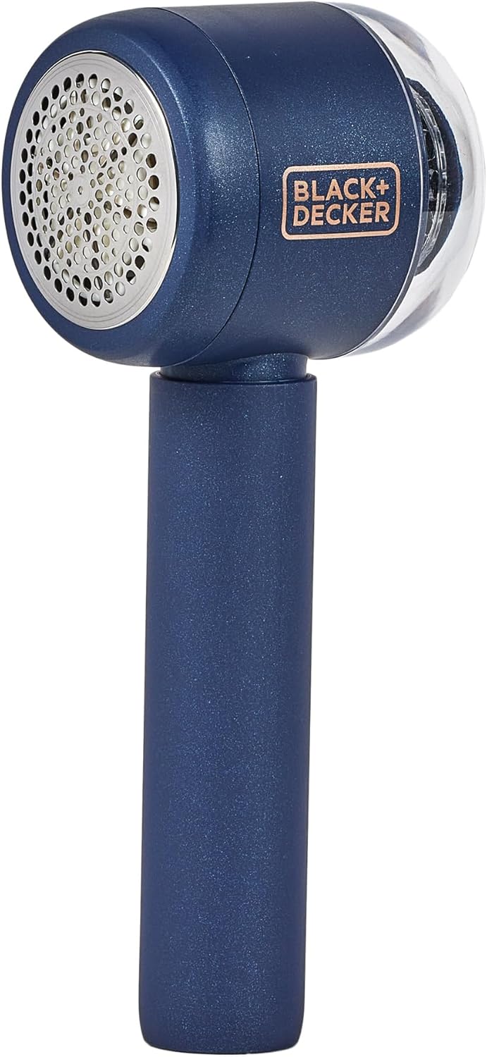 BLACK+DECKER Rechargeable USB-C Fabric & Garment Shaver – Large Capacity Lint Remover for Clothing and Upholstery, 6 Stainless Steel Blades