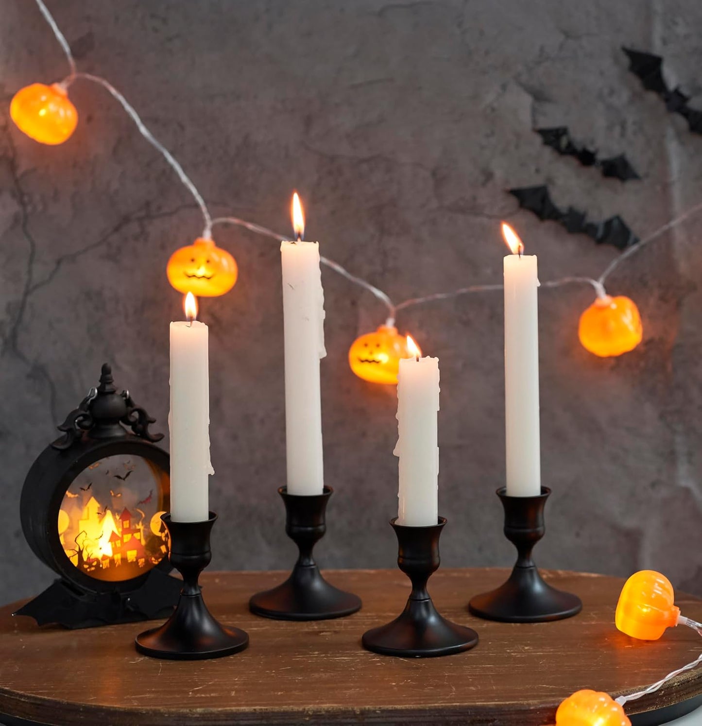 Black Taper Candle Holder, Candlestick Holders, Vintage Metal for Table Centerpieces Wedding Decor (Matte Black, 6 Pcs)