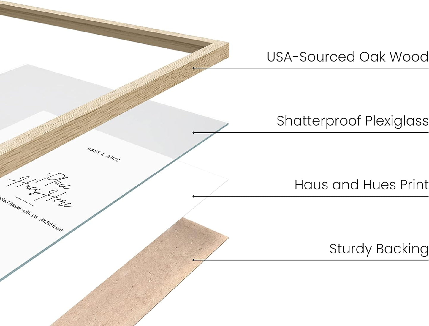 Haus and Hues 8x10 Natural Oak Wood Picture Frames Set of 25 - Premium Bulk Picture Frames 8x10 Bundle - Elegant Gallery Wall Frame Set for Posters, Art Display - Ideal for Wall Decor in Home & Office