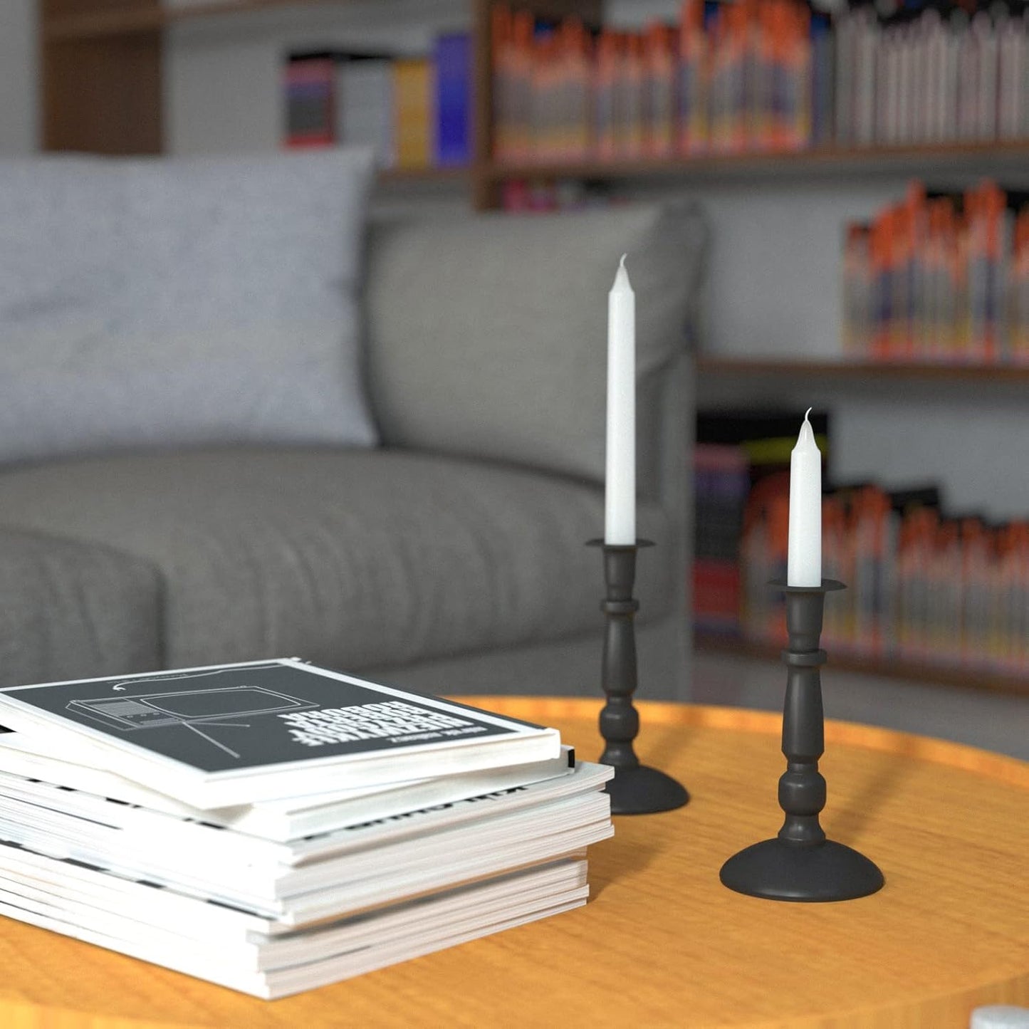 Matte Black Iron Taper Candle Holder – Slim Minimal Candle Stand (7/8” Candles)