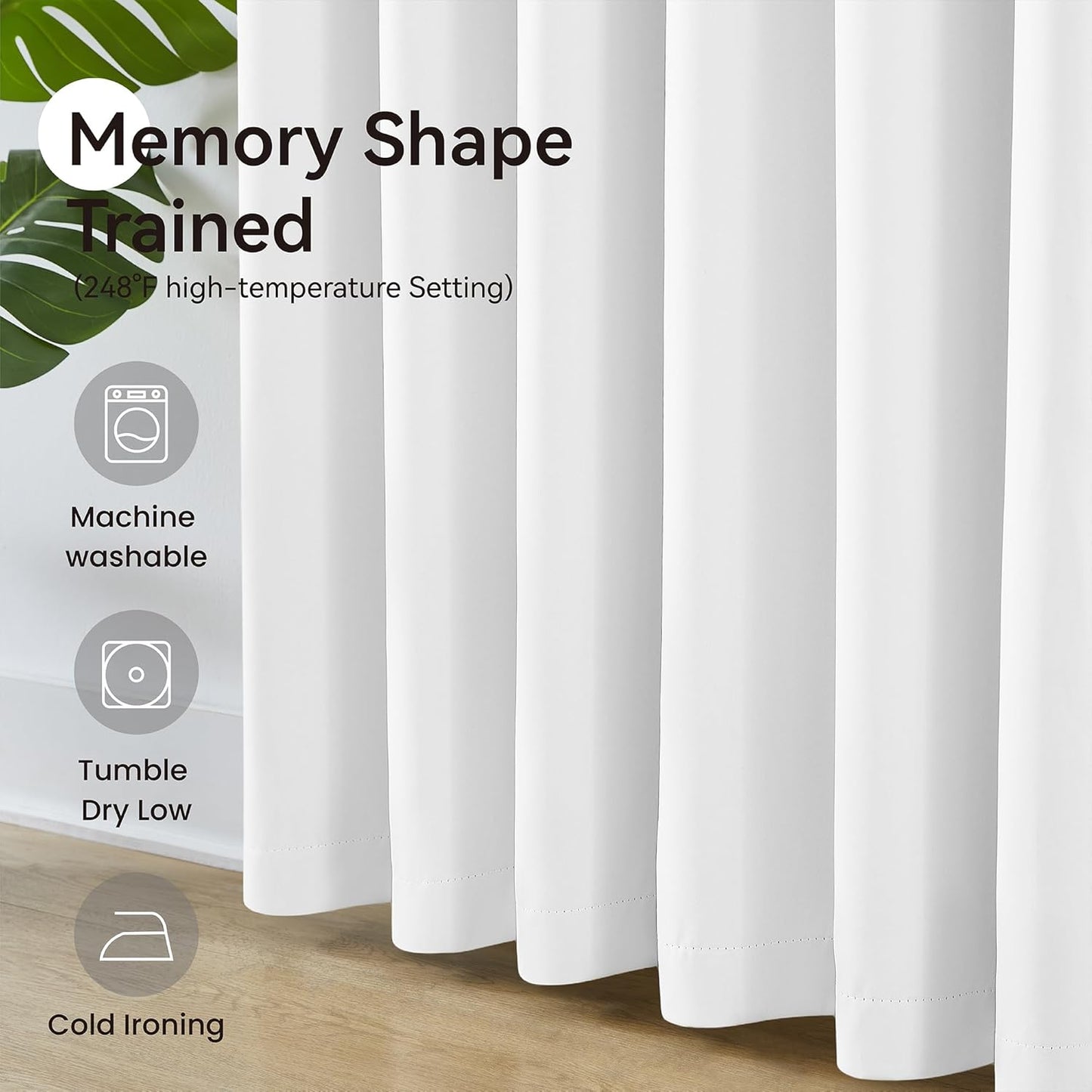 2PCs White Pinch Pleat Wide Drapes for Sliding Glass Door 60Wx102L Inches, Light Blocking Thermal Insulated Soft & Vertical Curtains for French Door Cottage, Elegant Modern Stylish Home Decor