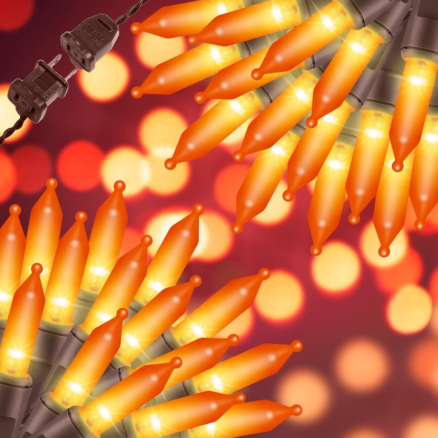 100LIGHTS Orange Extra-Bright with End Connectors Halloween Decorative Lights 5.98m UL Certified Mini String Light Set Waterproof for Halloween Home Garden Christmas Tree Party Patio Wedding