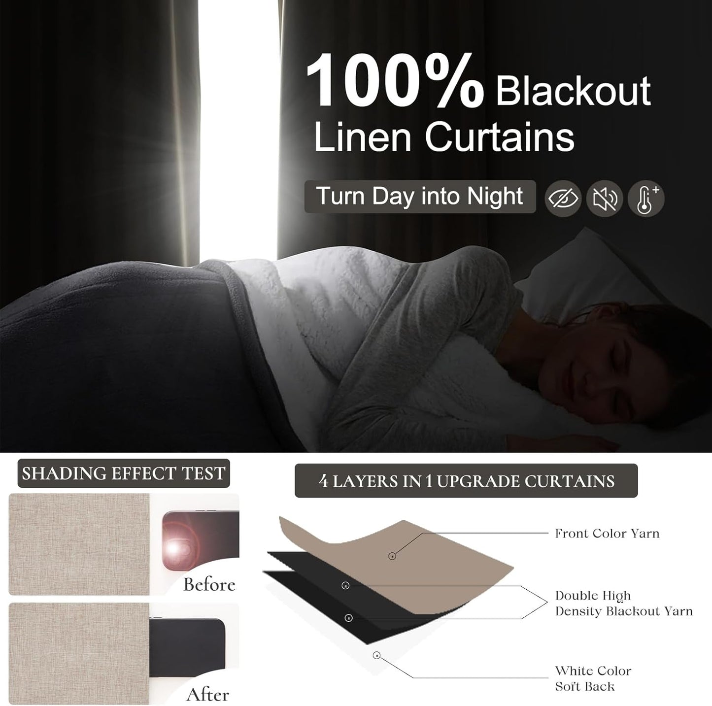 Farmhouse Style 95 Inch Curtains for Living Room Drapes, Pinch Pleated Linen Blackout 8ft Earthy Curtain Heat Blocking Blackout Window Treatment 2 Burg Panels Sunroom/Patio Sliding Door (40Wx95L)