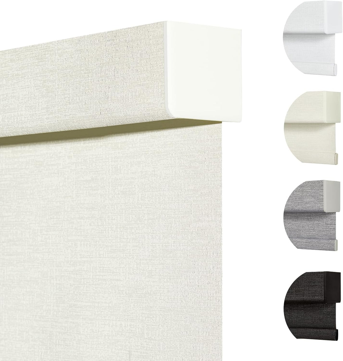 Persilux Blackout Shades for Windows Cordless Roller Blinds, Roller Windows Shades for Home with Fabric Attached Valance, UV Protections Easy Installation for Door/Office, Limestone(35" W x 64" H)