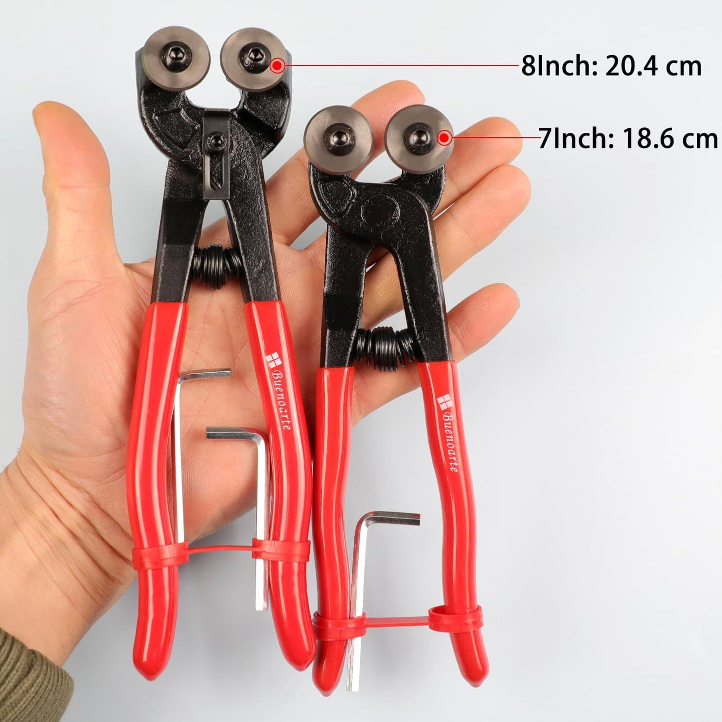 Glass Tile Nippers - Heavy Duty Wheeled Glass Mosaic Nipper & Hd Ceramic Tile Nipper, Tile Cutter Pliers Soft-grip Handle - Shapping Plier, Nipper Cutting Tools (8 Inch Wheeled Glass Mosaic Nipper)