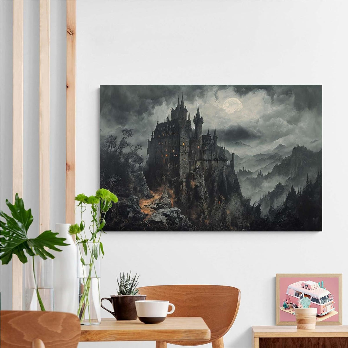 JFHCQJPK Vintage Castle Poster Dark Academy Victorian Gothic Castle Wall Art Poster Moody Mystical Art Print Suitable for Home Living Room Bedroom8x12in Frameless