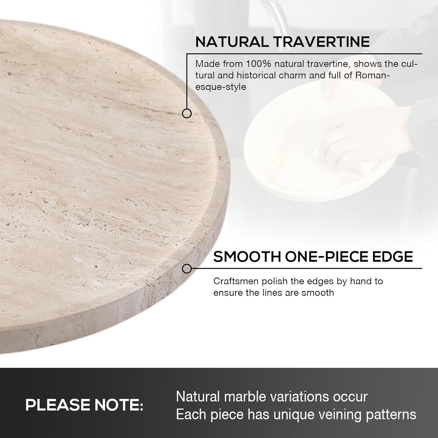 Soft Beige Travertine Tray — Natural Stone Accent