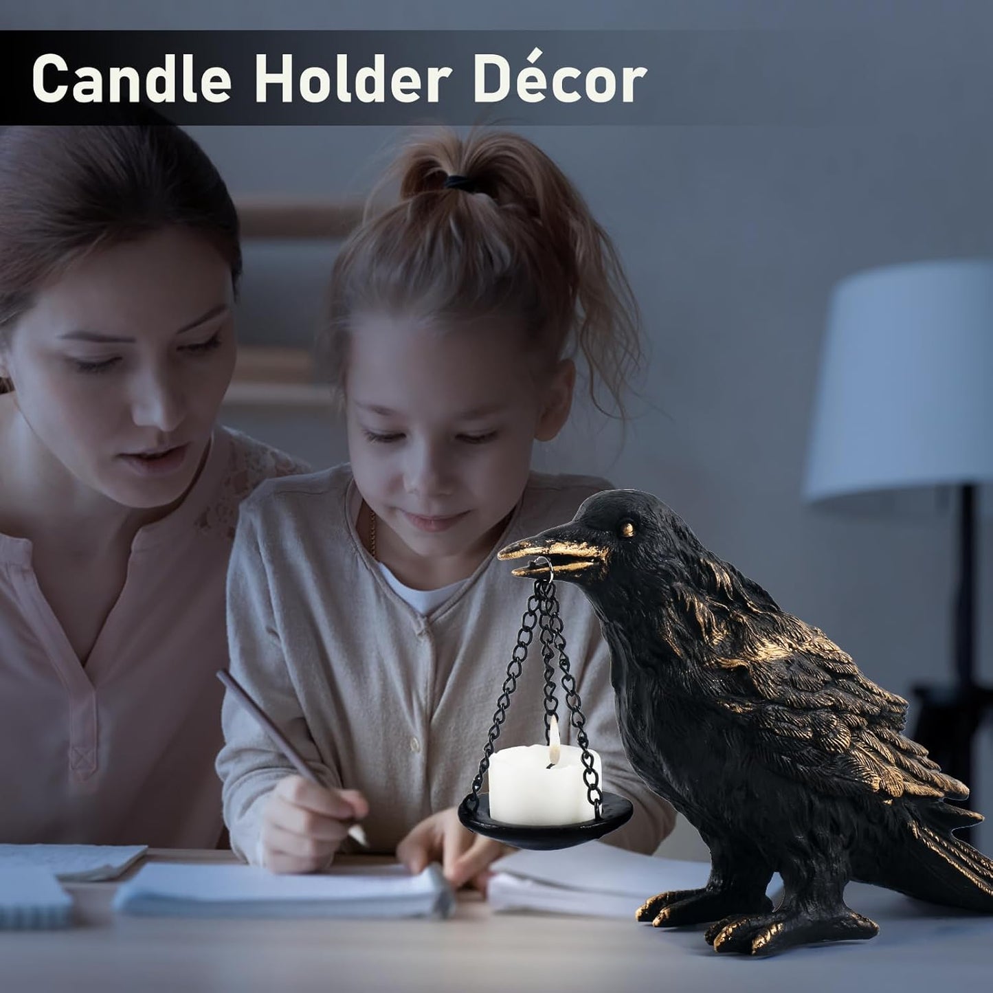 Black Gothic Candle Holders Set (Tall Metal)