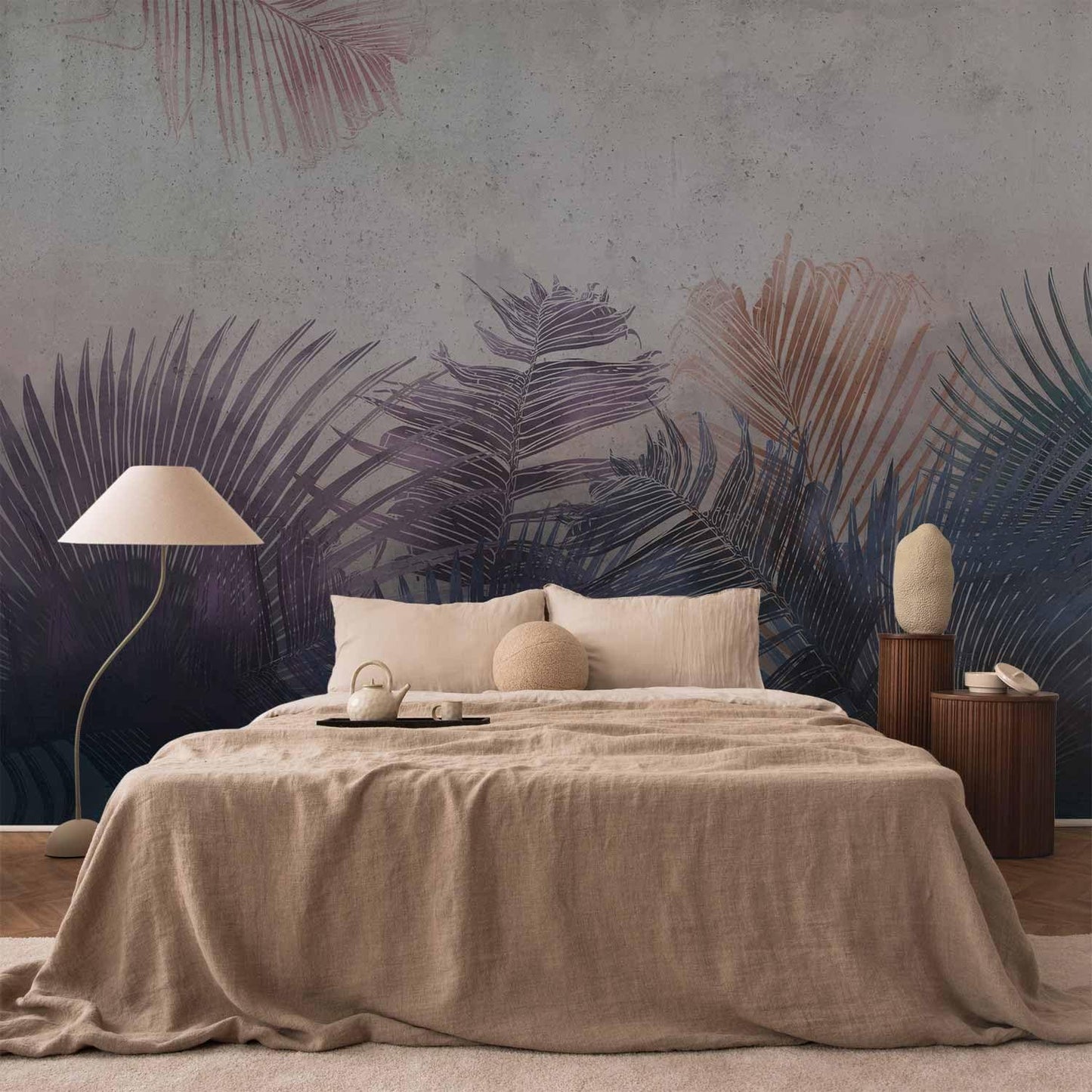 artgeist Premium Wall Mural Jungle 79x55 in - XXL Non-Woven Wallpaper Fleece Wall Decor Photo Print Picture Image Design Leaves Botanical Nature Purple Grey b-A-0827-a-a