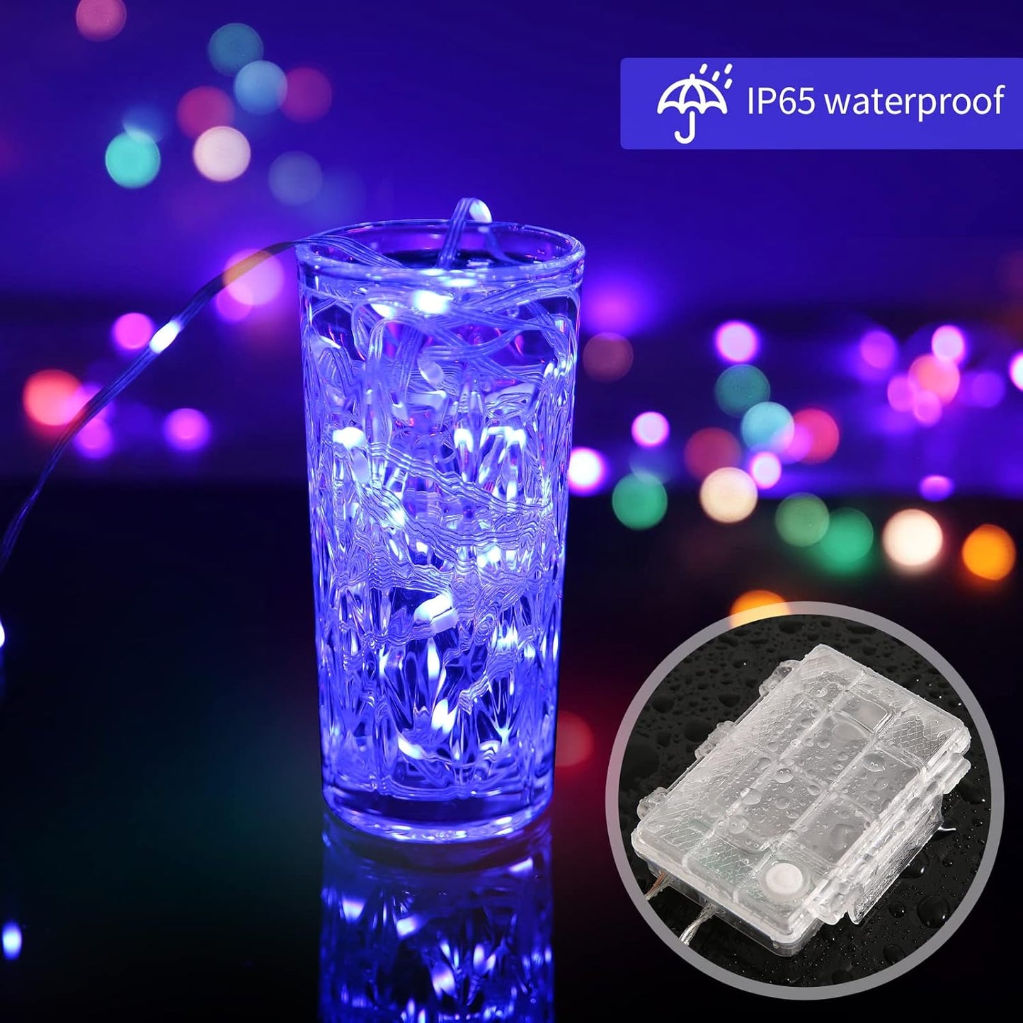 Fairy Lights Battery Operated Color Changing String Lights with Remote, 16.4FT 2 Pack Twinkle Lights USB Plug or Battery Powered, Outdoor Christmas Decorations for Bedroom Wedding Party Indoor