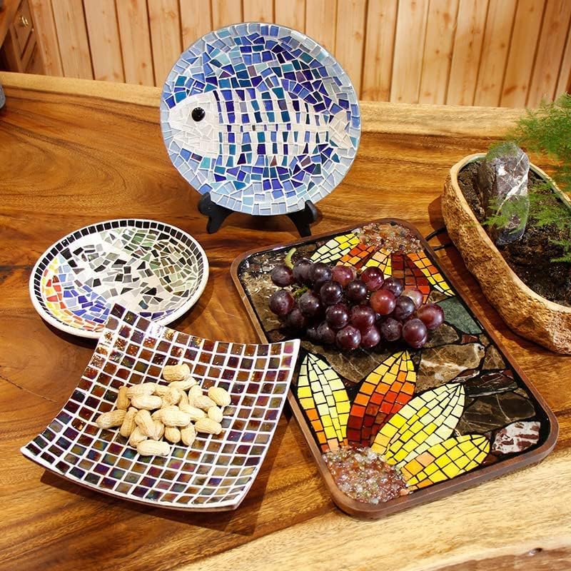 1.1 LB Irregular Crystal Mosaic Tiles,Small Particle Color Decal Crystal Glass Tile DIY Hobbies Children Handmade Crystal Craft for DIY Handmade Decorative Materials (Lemon Yellow Series)