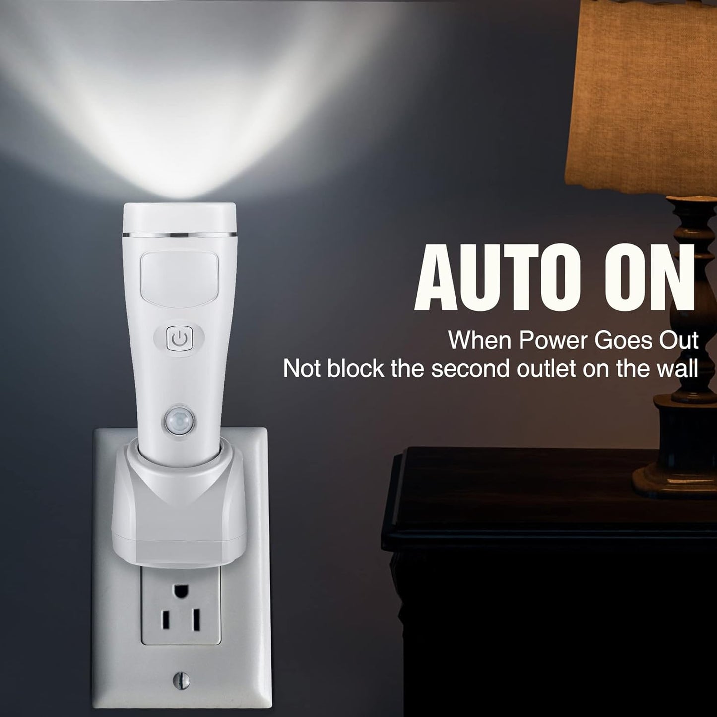 Enhon 4 in 1 LED Emergency Lights for Home Power Failure, 6 Pack Rechargeable Plug in Flashlight Motion Sensor Night Light, Automatic Turn On Power Outage Light for Home Hurricane Supplies(White)