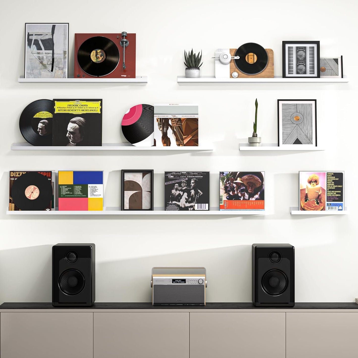 Heimlove 48” Floating Picture Ledge Shelves Set of 2 — Modern Wall Storage Display Shelf for Living Room, Bedroom & Office