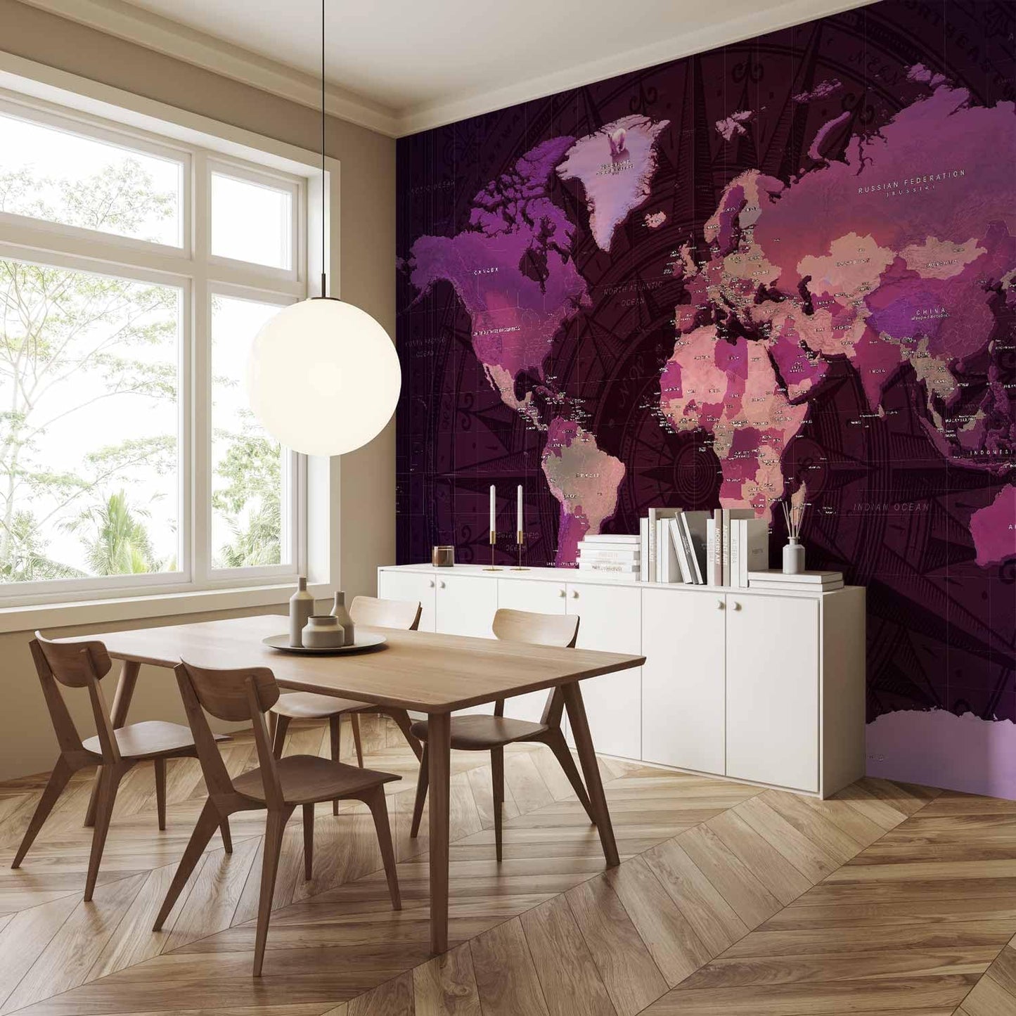 artgeist Wall Mural World Map 116x83 in - XXL Peel and Stick Self-Adhesive Wallpaper Removable Large Sticker Foil Wall Decor Print Picture Image Design Map of The World k-A-0273-a-a