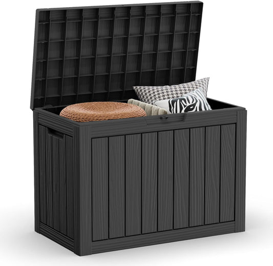 45 Gallon Outdoor Storage Box – Waterproof Deck Box for Garden & Patio,Black