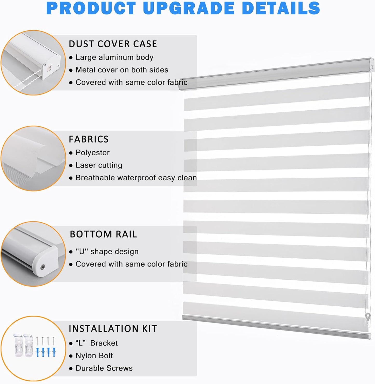 Customize Zebra Blinds for Window Room Dual Layer Window Shades for Home Privacy Light Filtering Shades Modern Blinds(Custom Size White Color)