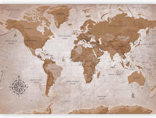 artgeist Premium Wall Mural World Map 138x101 in - XXL Non-Woven Wallpaper Fleece Wall Decor Photo Print Picture Image Design Home Map of The World k-A-0108-a-a