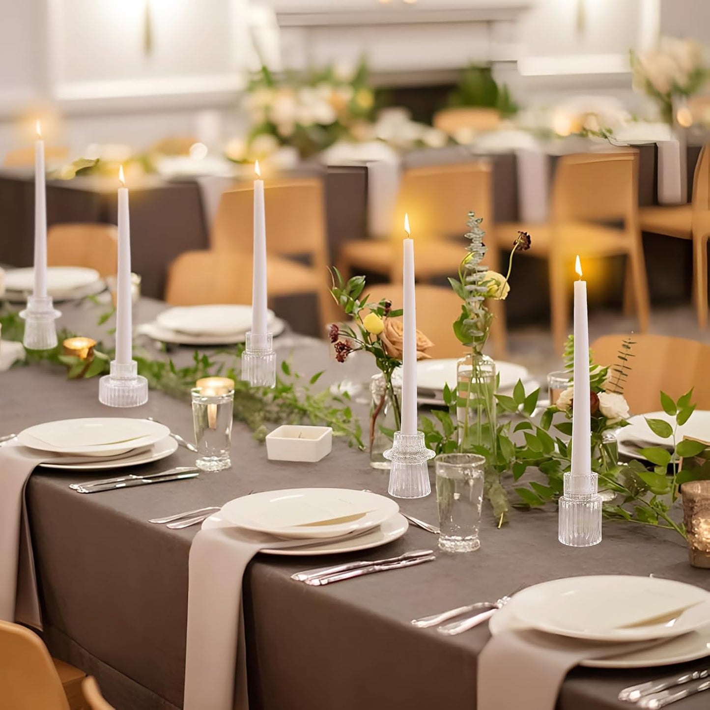 Low Light Glass Candle Holders Set (12 pcs) — Soft Candlelight for Calm Evenings