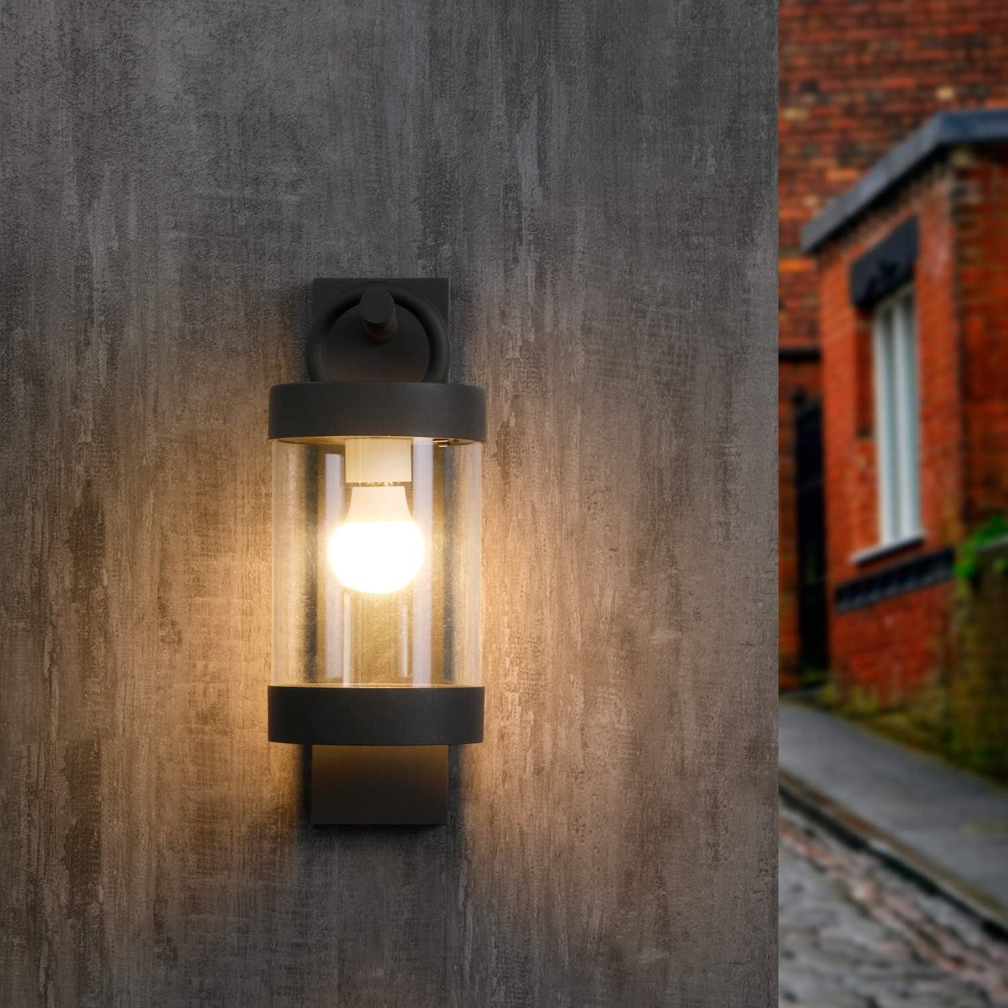 2 Pack Dusk to Dawn Outdoor Wall Lantern for Porch Garage,E26 Base Exterior Light Fixture Wall Mount Lamp Waterproof Sconce,Max 28W