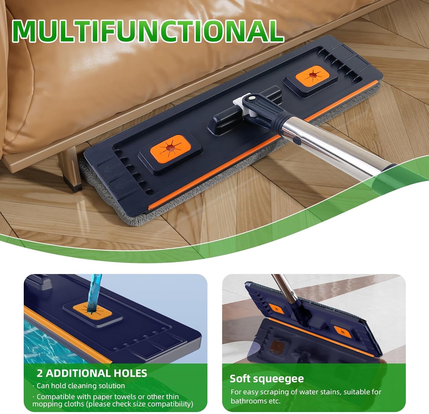360° Mop and Bucket Set with Wringer – Microfiber Floor Mop System for Home Cleaning – Long Handle, Wash & Dry Dual Tank, Extra Absorbent Pads, Space-Saving Design for Hardwood, Tile & Laminate Floors