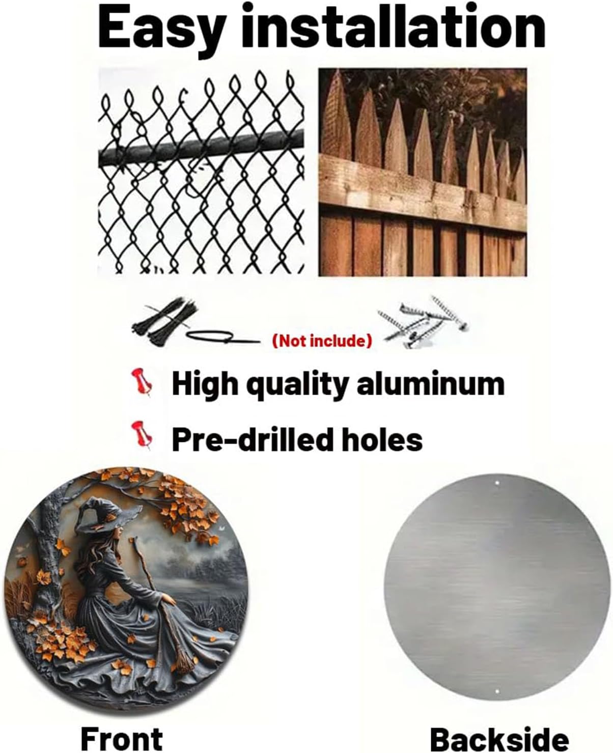 Fanyil/Olygee/Sherum/Shirem/Pubyfun/Glosrity/Libilin/Graddi/Solymody/Gowebs/Goredny/Vianys Witching Hour, Door Way Hanging Decor Halloween, 2D Wooden Round Witches Sign (A+B, ‎7.87")