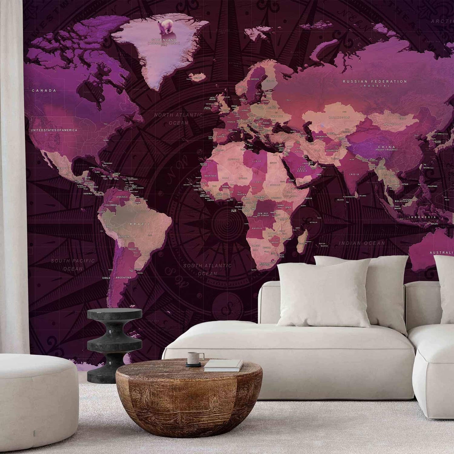 artgeist Premium Wall Mural World Map 157x110 in - XXL Non-Woven Wallpaper Fleece Wall Decor Photo Print Picture Image Design Home Map of The World k-A-0273-a-a