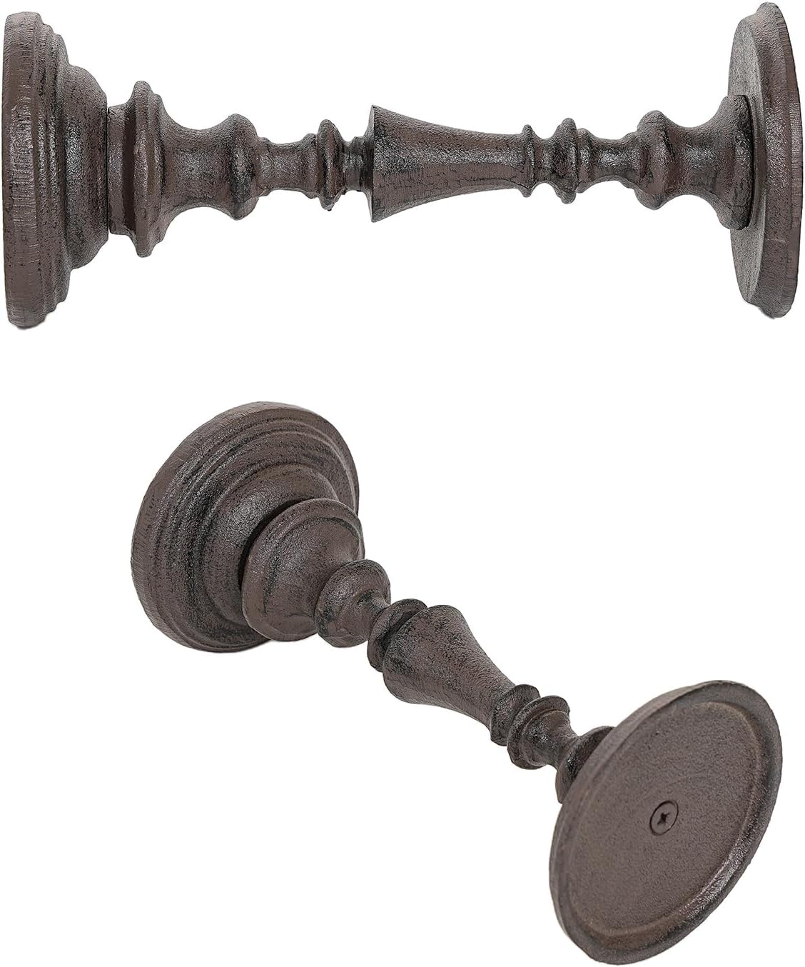 Rustic Cast Iron Pillar Candle Holder, 9.6" Tall Vintage Candlestick Holders, Table Centerpiece Metal Candle Holder, Farmhouse Candle Stand for Fireplace Shelf Home Decor