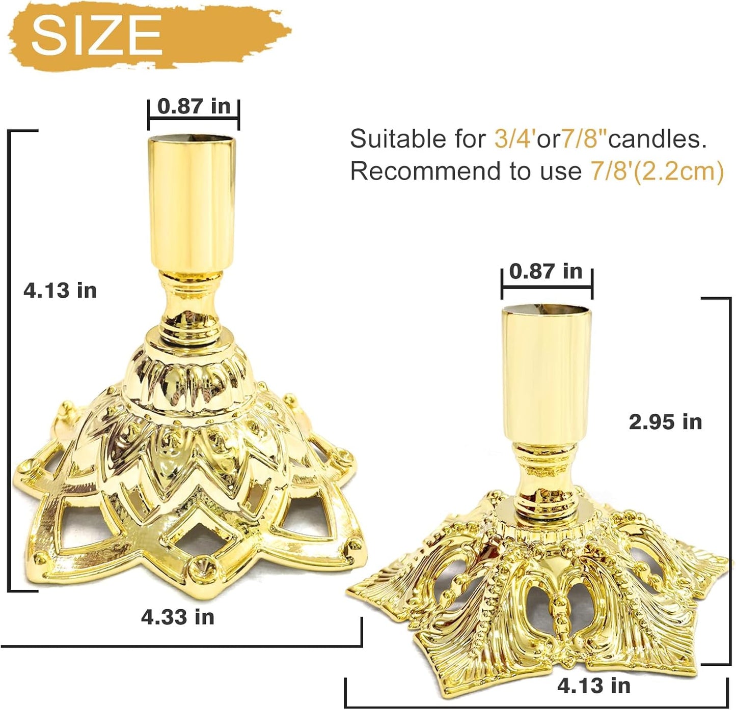 Elegant Gold Taper Candle Holder Set — Polished Metal Candlestick Holders for Dining Table Centerpiece, Winter Candlelight Decor, Modern Mantel Styling