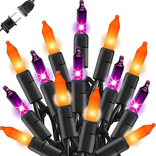 Dazzle Bright Purper and Orange Halloween Lights, 40FT 200 Count Mini String Lights, Waterproof Halloween Decorations for Outdoor Indoor Patio Home Party Garden Yard Decor