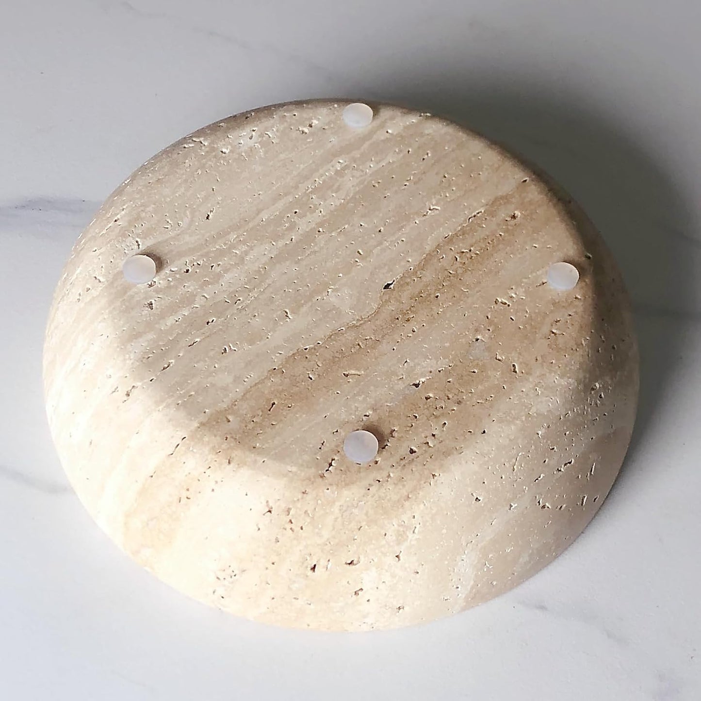 Large Travertine Decorative Bowl — Natural Stone Fruit Bowl for Coffee Table & Entryway Styling